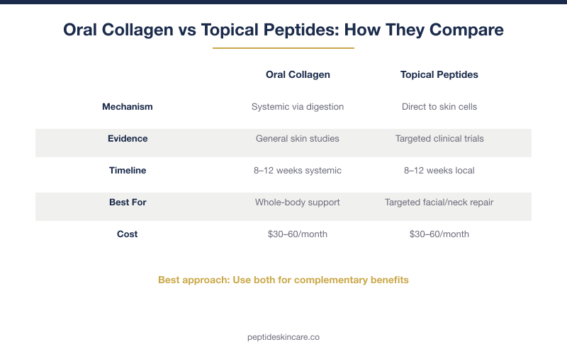 Oral collagen vs topical peptides comparison chart