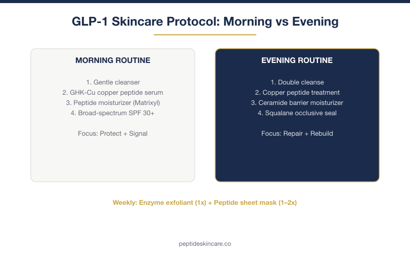 GLP-1 skincare protocol: morning vs evening routine comparison